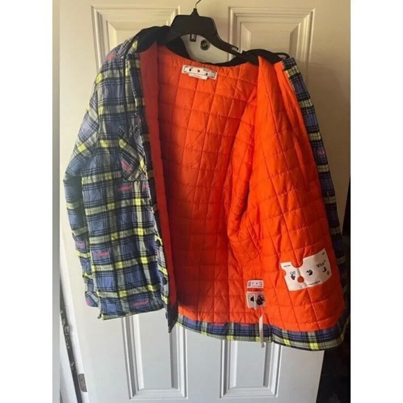 OFF WHITE Embroidered Flannel Padded Jacket size medium men’s coat NEW - Picture 9 of 15